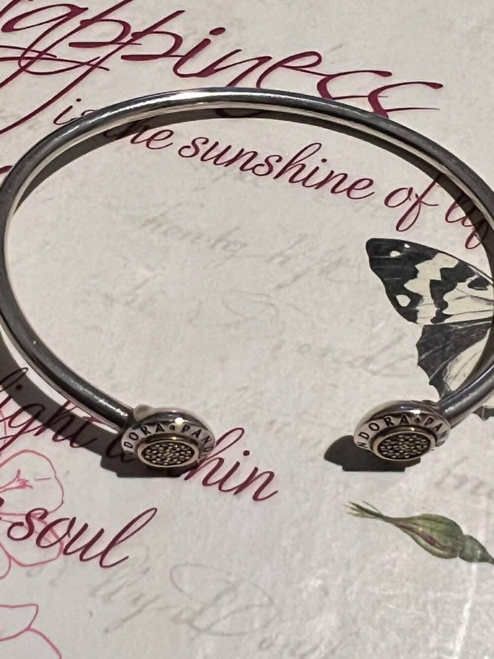 Authentic Pandora Signature Bangle with 14K Gold # 596274CZ